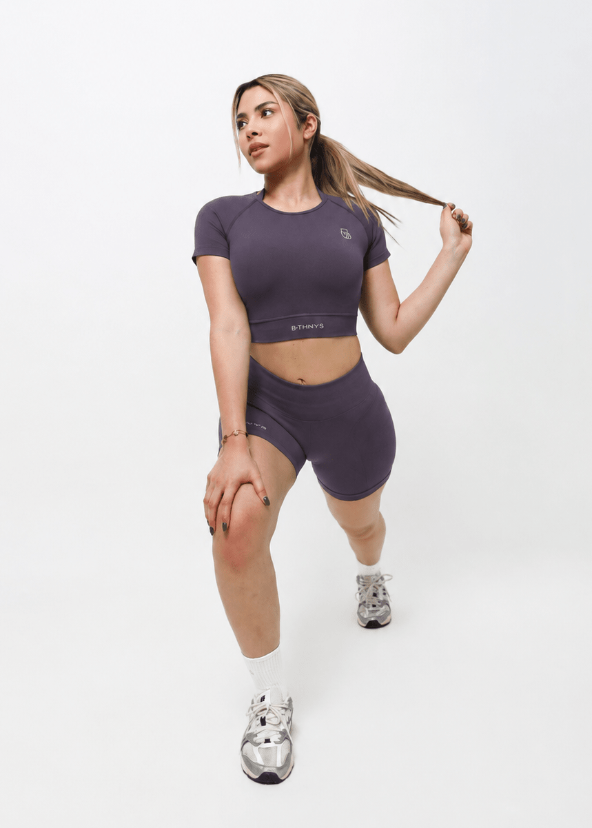 B•THNYS Active Sculpt™ High-Waisted High-Waisted Seamless Shorts – Truffle Stone (Gray) - B•THNYS