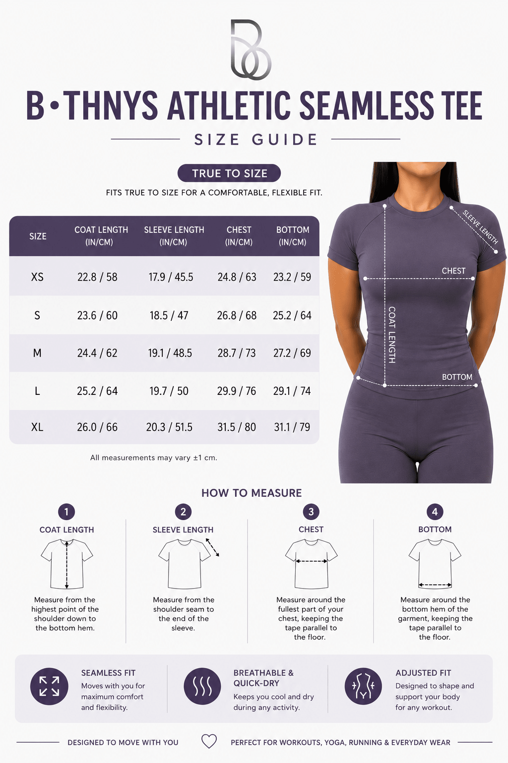 B•THNYS Active Sculpt™ Seamless Athletic Tee – Purple Pum (Purple) - B•THNYS