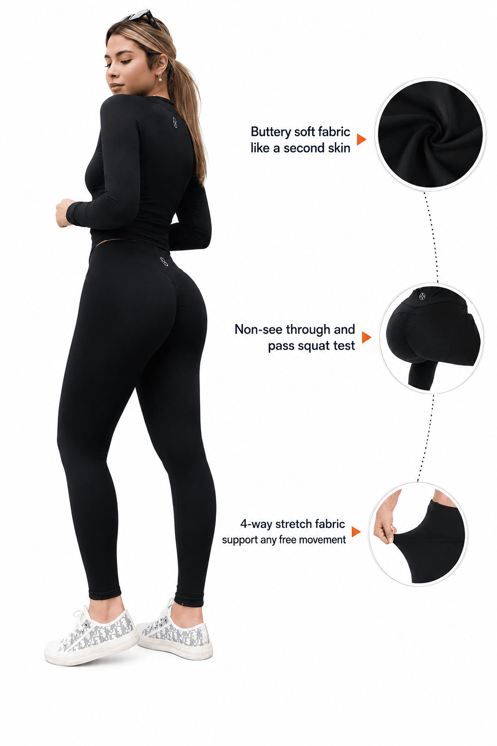 B•THNYS Active Sculpt™ High-Waisted Seamless Scrunch Legging – Black Eclipse (Black) - B•THNYS