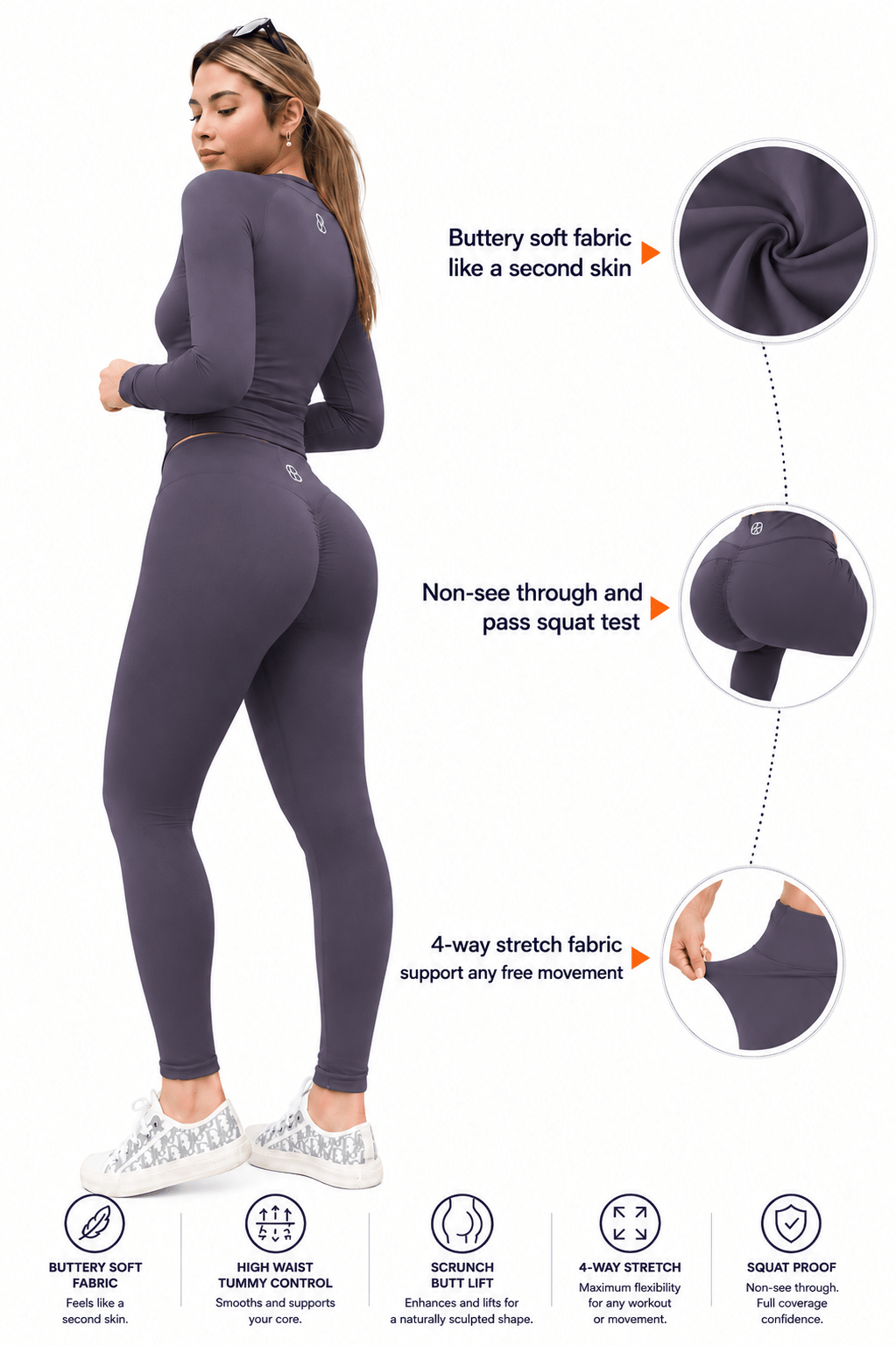 B•THNYS Active Sculpt™ High-Waisted Seamless Scrunch Legging – Black Eclipse (Black) - B•THNYS